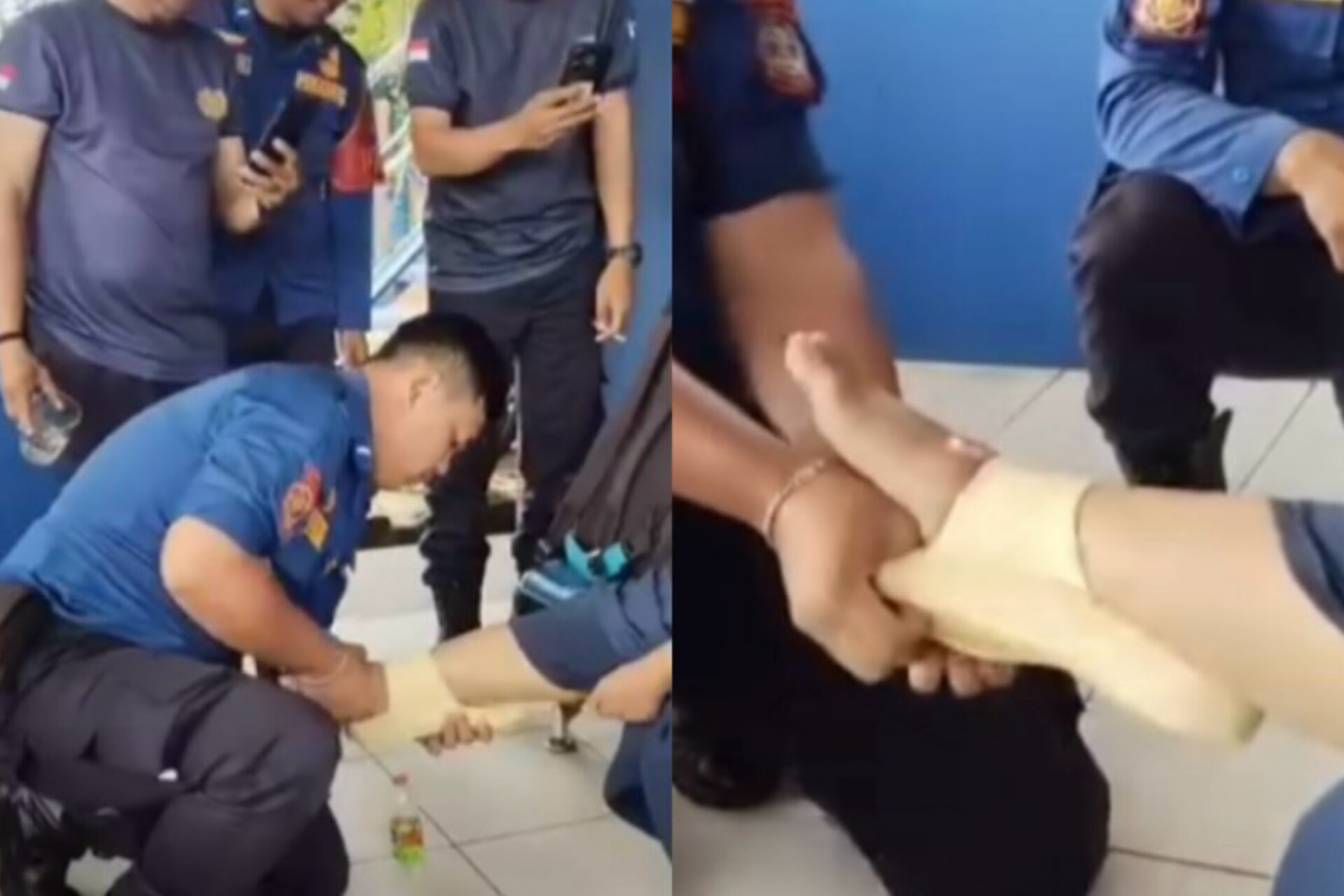 Petugas Damkar Bontang Sigap Bantu Siswa Lepaskan Sandal yang Tersangkut